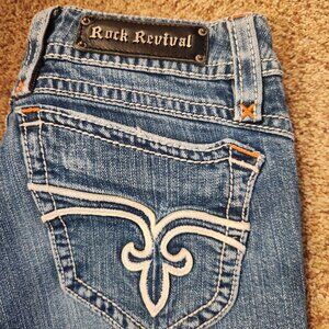 Rock Revival Amy Bootcut  Distressed Jeans - Low rise